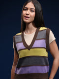 Tokyo Talkies Women Brown V-Neck Sweater - Brown - Image 1