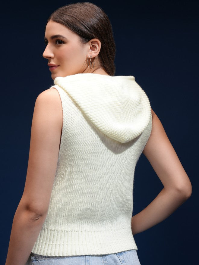 Tokyo Talkies Women Off White Hood Sweater - Off White - Image 3