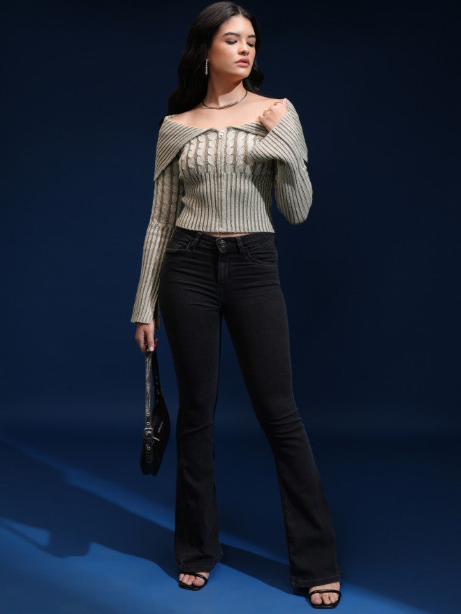 Tokyo Talkies Women White Off-Shoulder Sweater - White - Image 2