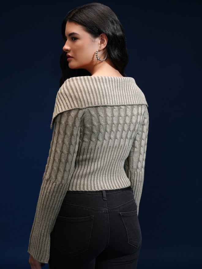 Tokyo Talkies Women White Off-Shoulder Sweater - White - Image 3
