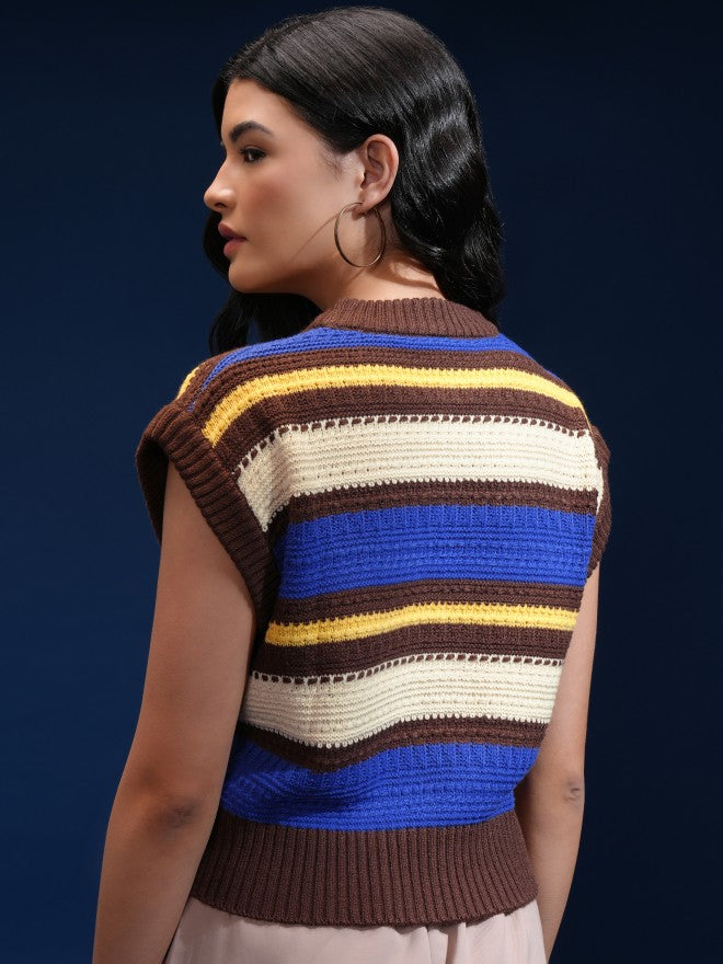 Tokyo Talkies Women Beige Round Neck Sweater - Beige - Image 3