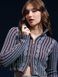 Tokyo Talkies Women Blue High Neck Sweater - Blue - Image 1