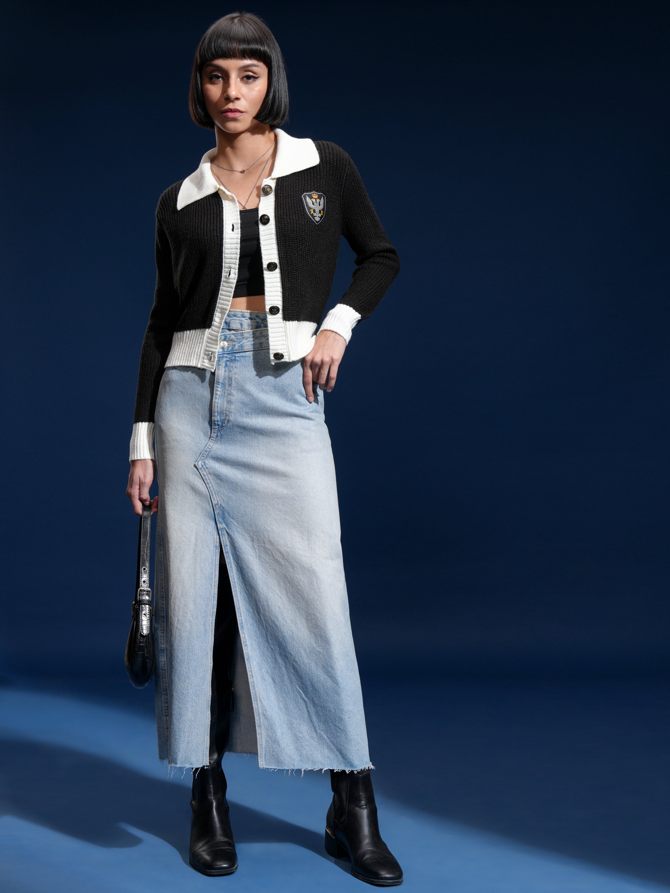 Tokyo Talkies Women Off White Shirt Collar Sweater - Off White - Image 2