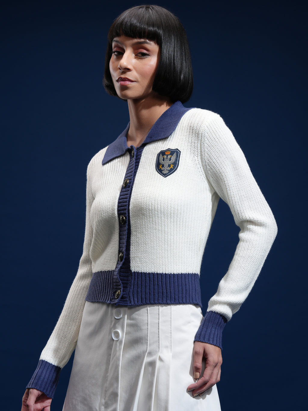 Tokyo Talkies Women White V-Neck Sweater - White - Image 4
