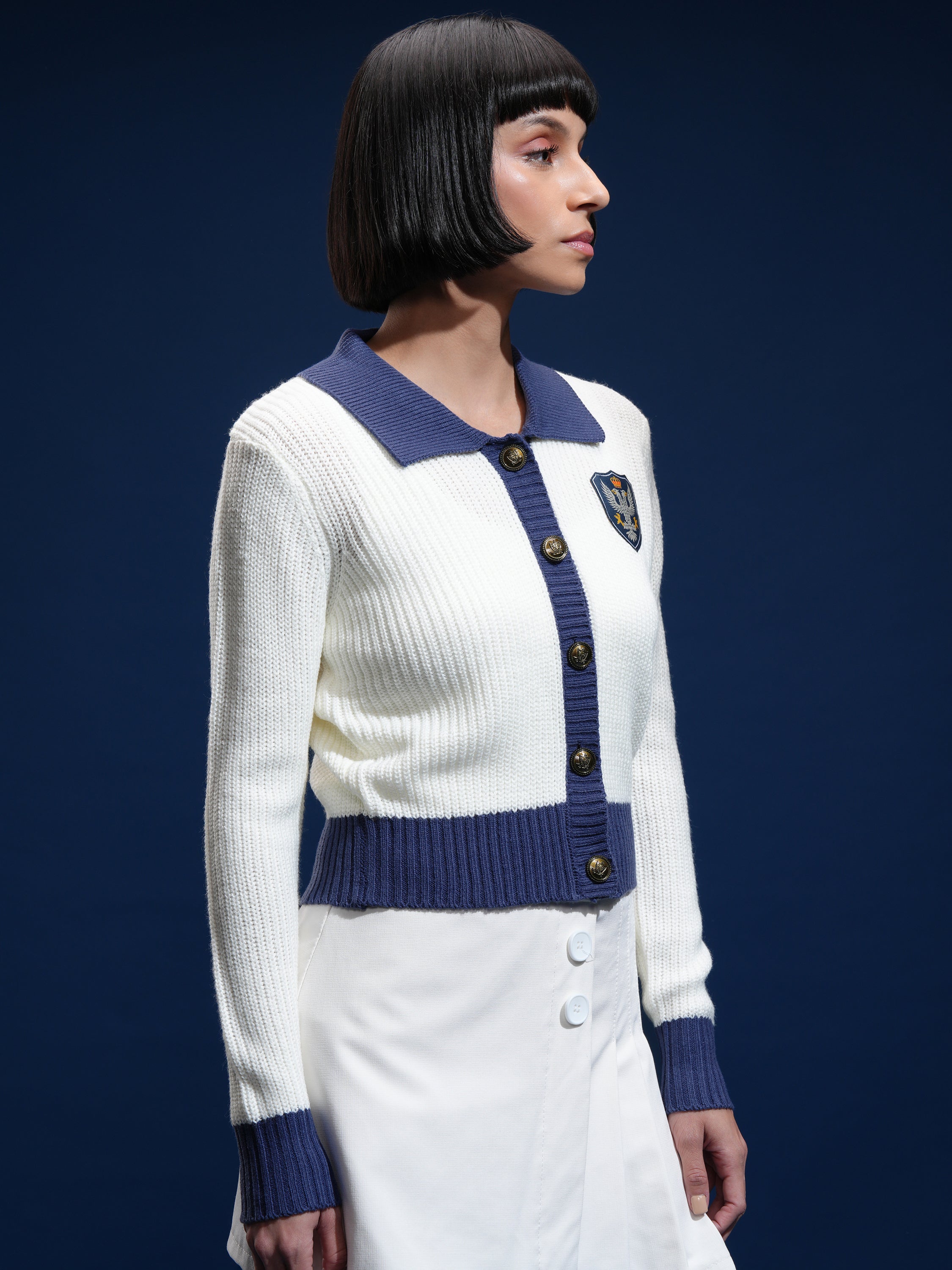 Tokyo Talkies Women White V-Neck Sweater - White - Image 6