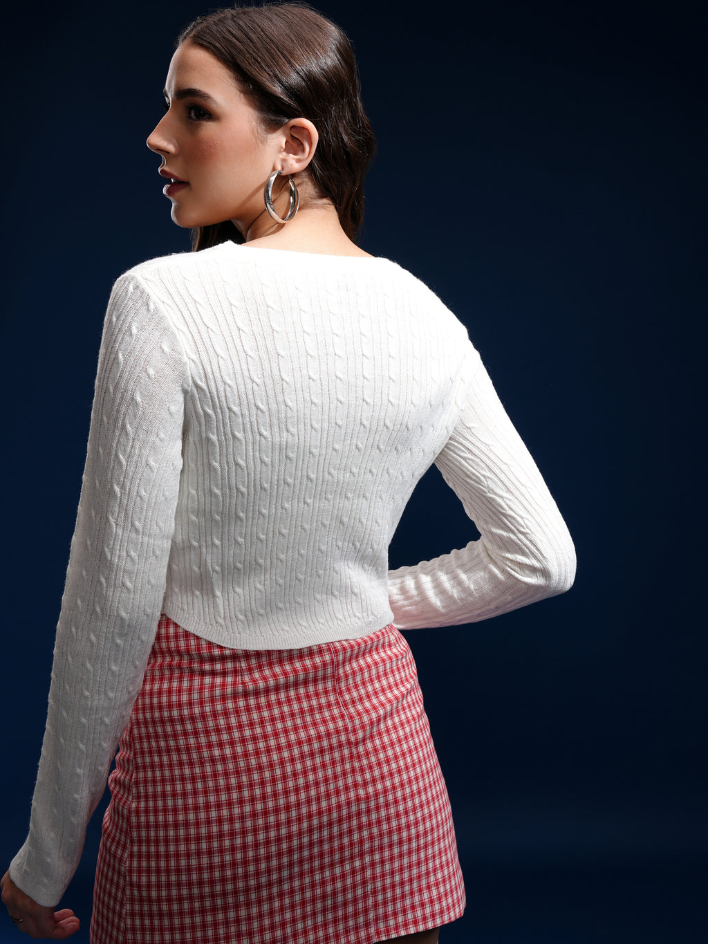 Tokyo Talkies Women Off White Round Neck Sweater - Off White - Image 3