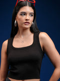 Tokyo Talkies Women Black Round Neck Sweater - Black - Image 1