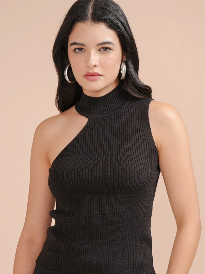 Tokyo Talkies Women Black Turtle Neck Sweater - Black - Image 1