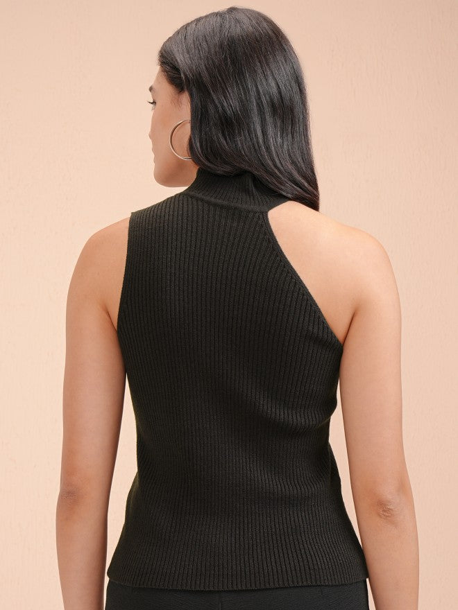 Tokyo Talkies Women Black Turtle Neck Sweater - Black - Image 3