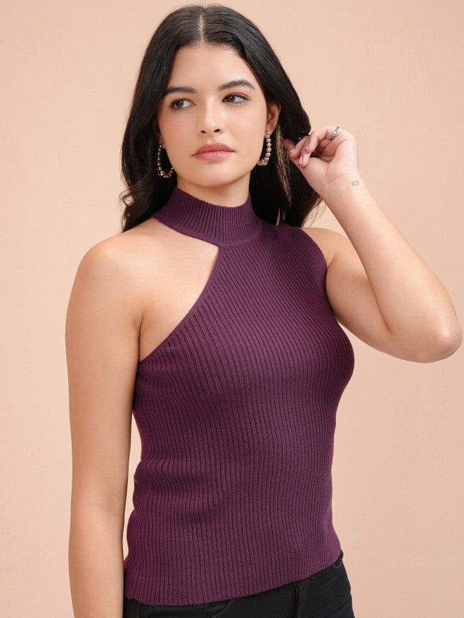Tokyo Talkies Women Violet Turtle Neck Sweater - Violet - Image 6