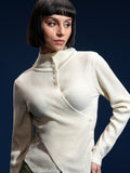 Tokyo Talkies Women White High Neck Sweater - White - Image 1