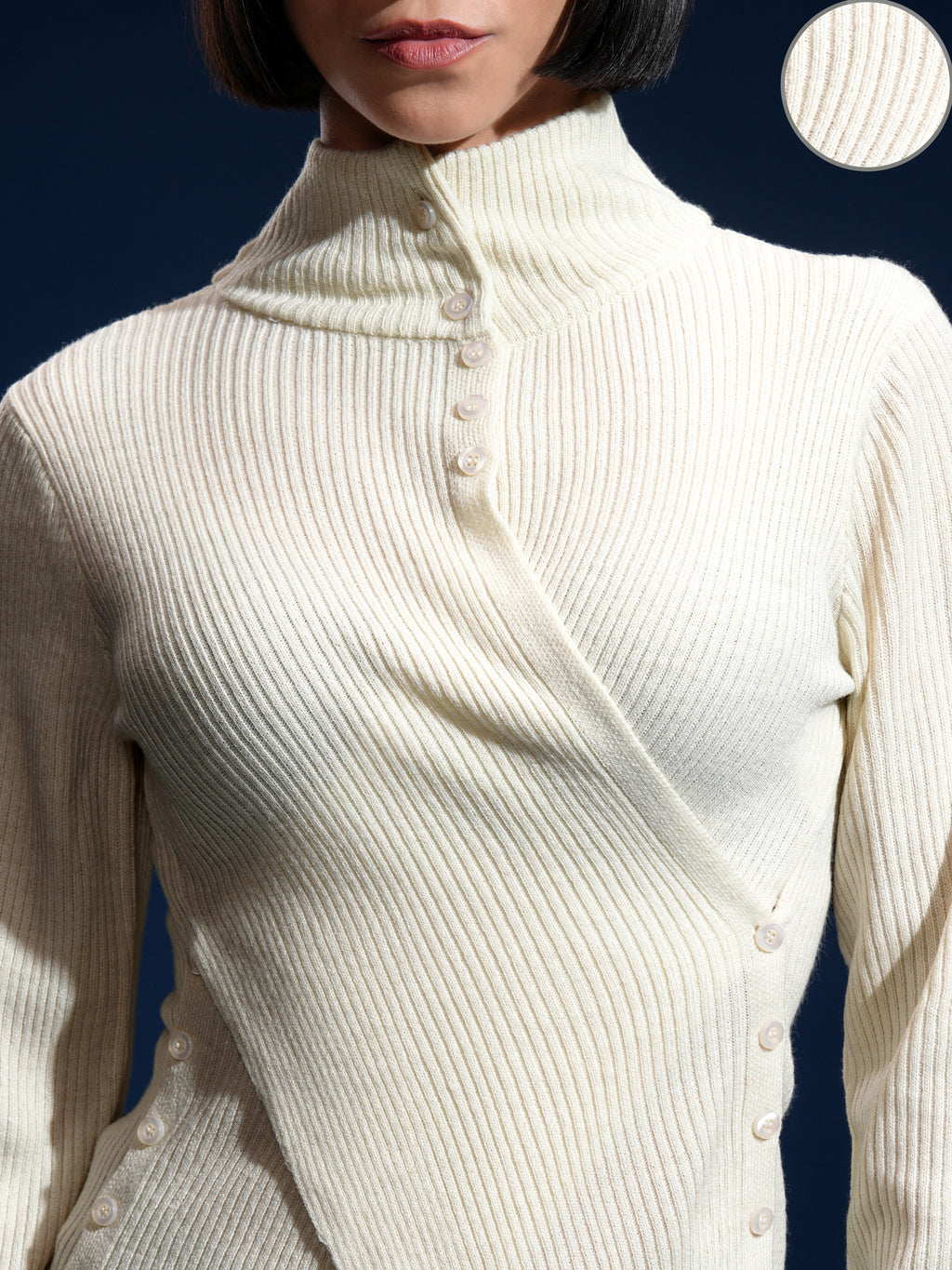 Tokyo Talkies Women White High Neck Sweater - White - Image 5