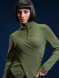 Tokyo Talkies Women Olive High Neck Sweater - Olive - Image 1