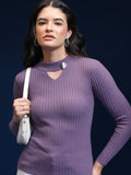 Tokyo Talkies Women Blue Turtle Neck Sweater - Blue - Image 1