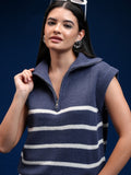 Tokyo Talkies Women Blue Turtle Neck Sweater - Blue - Image 1