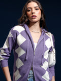 Tokyo Talkies Women Purple Hood Sweater - Purple - Image 1