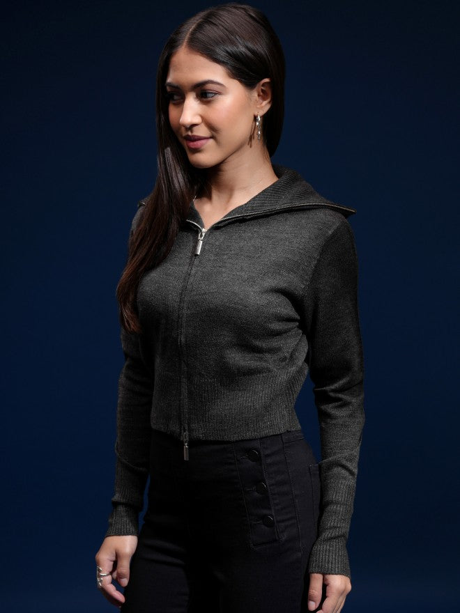 Tokyo Talkies Women Black Turtle Neck Sweater - Black - Image 4