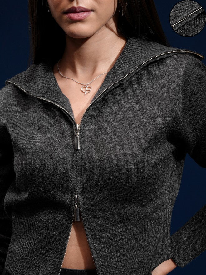 Tokyo Talkies Women Black Turtle Neck Sweater - Black - Image 5