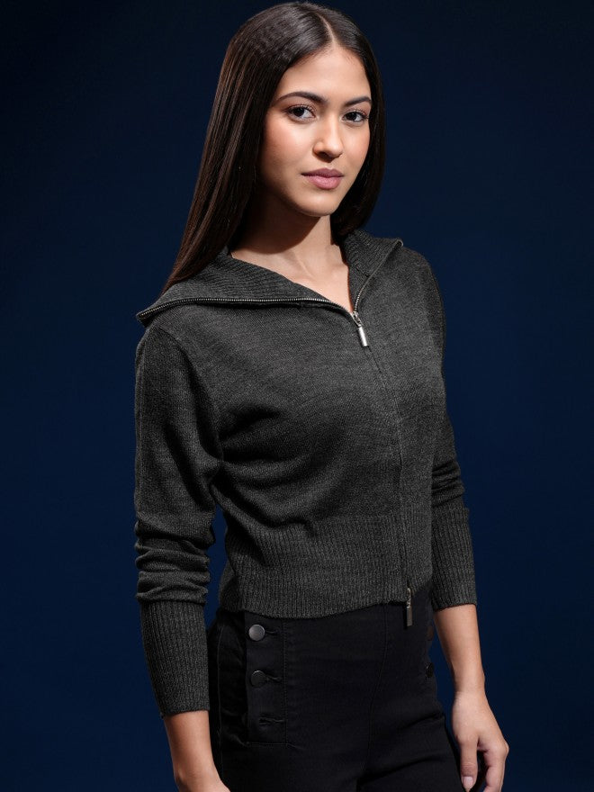 Tokyo Talkies Women Black Turtle Neck Sweater - Black - Image 6