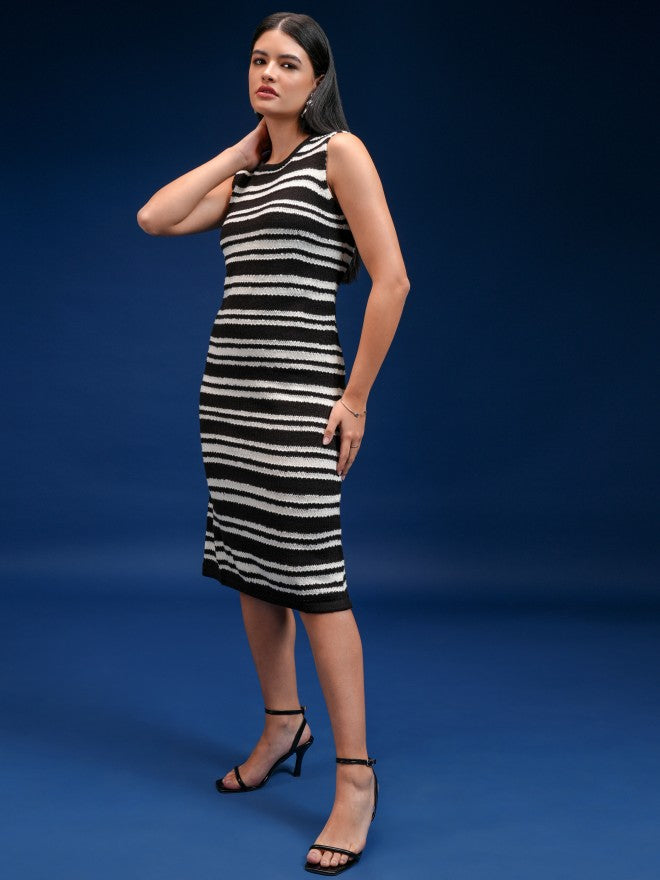 Tokyo Talkies Women Black Self Design Sheath Dress - Black - Image 3