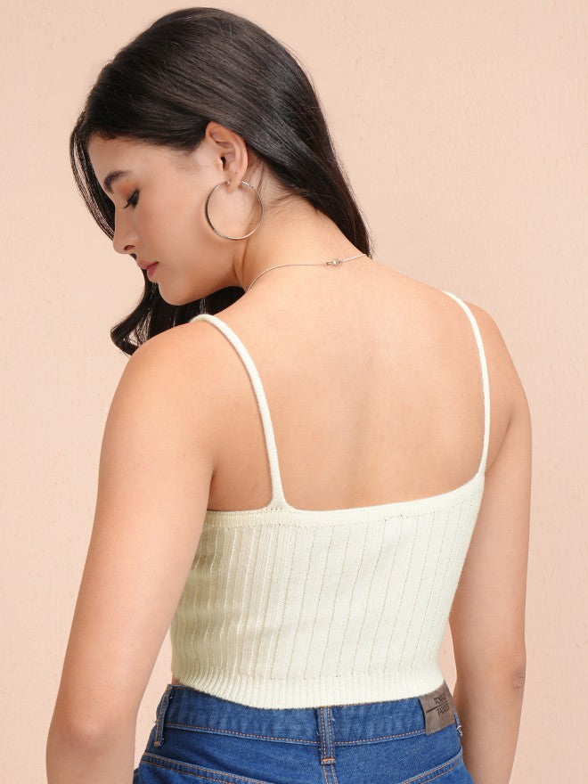 Tokyo Talkies Women White V-Neck Sweater - White - Image 3