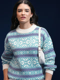 Tokyo Talkies Women Blue Round Neck Sweater - Blue - Image 1