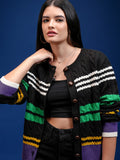 Tokyo Talkies Women Black Round Neck Sweater - Black - Image 1