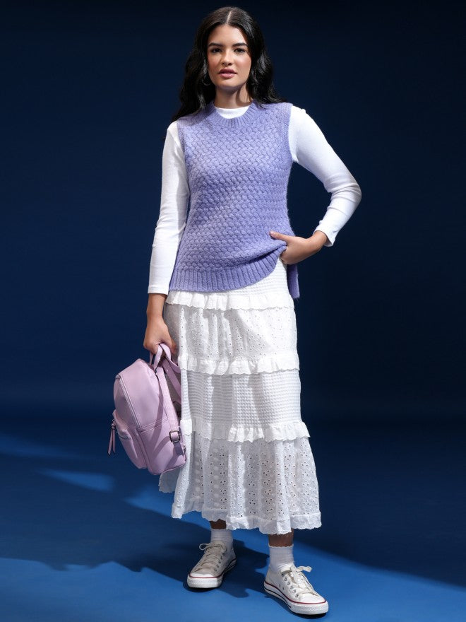 Tokyo Talkies Women Purple Round Neck Sweater - Purple - Image 2