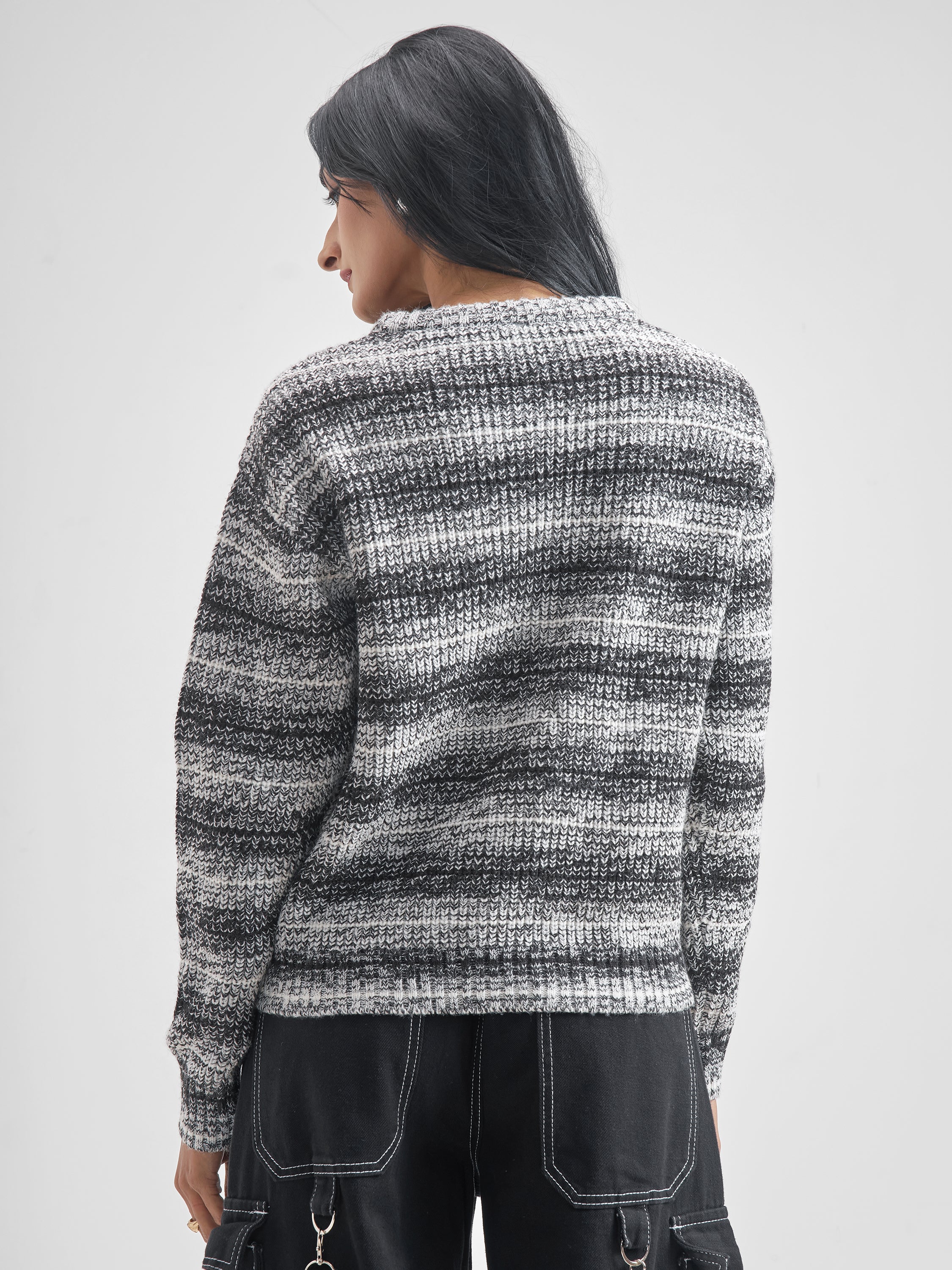 Tokyo Talkies Women White Round Neck Sweater - White - Image 3