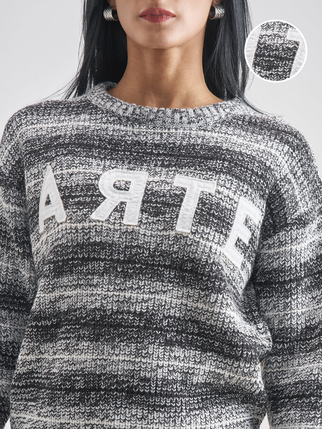 Tokyo Talkies Women White Round Neck Sweater - White - Image 5