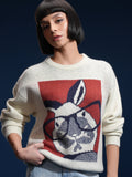 Tokyo Talkies Women White Round Neck Sweater - White - Image 1