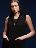 Tokyo Talkies Women Black Hood Sweater - Black - Image 1