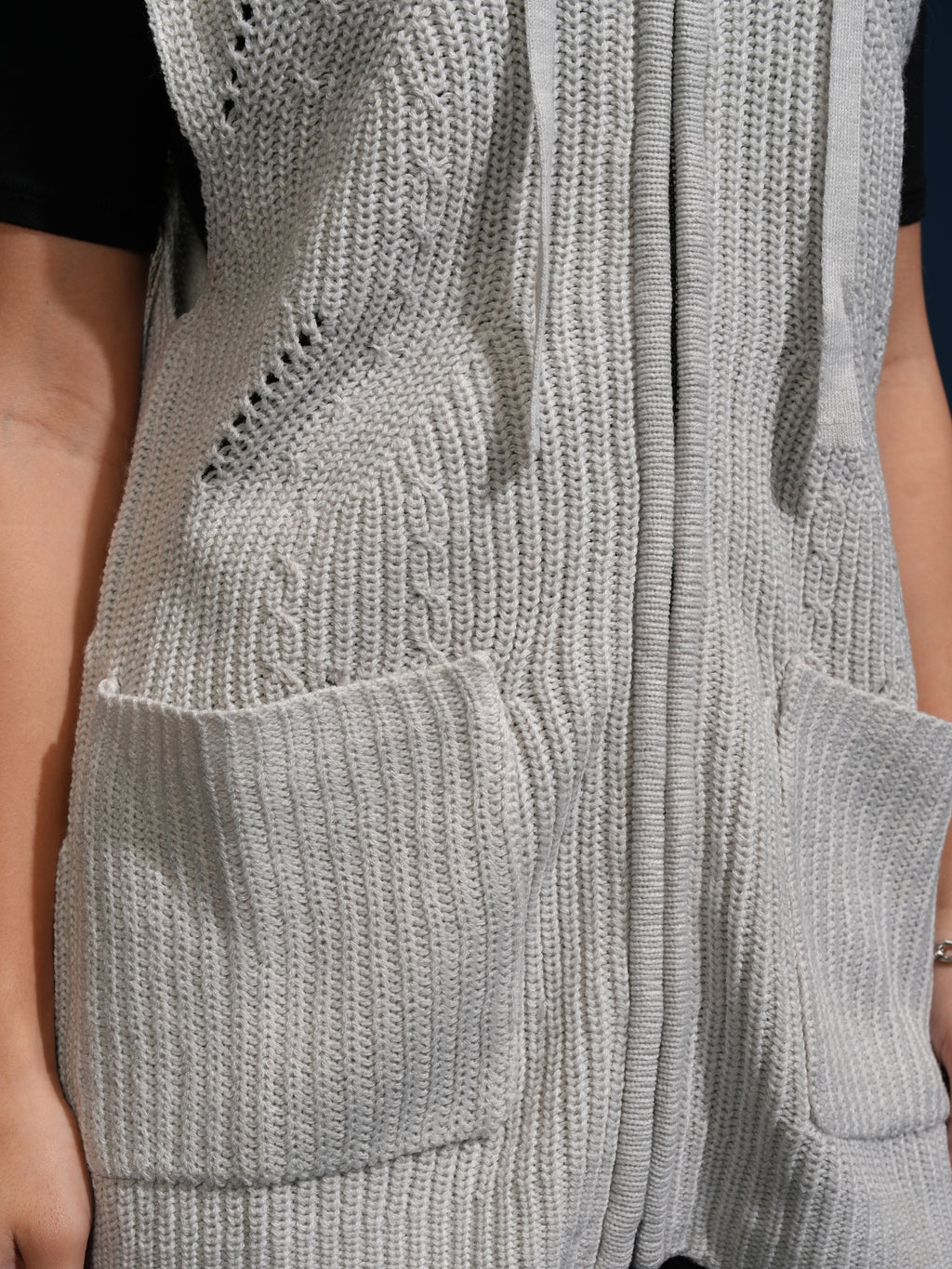 Tokyo Talkies Women Grey Hood Sweater - Grey - Image 7