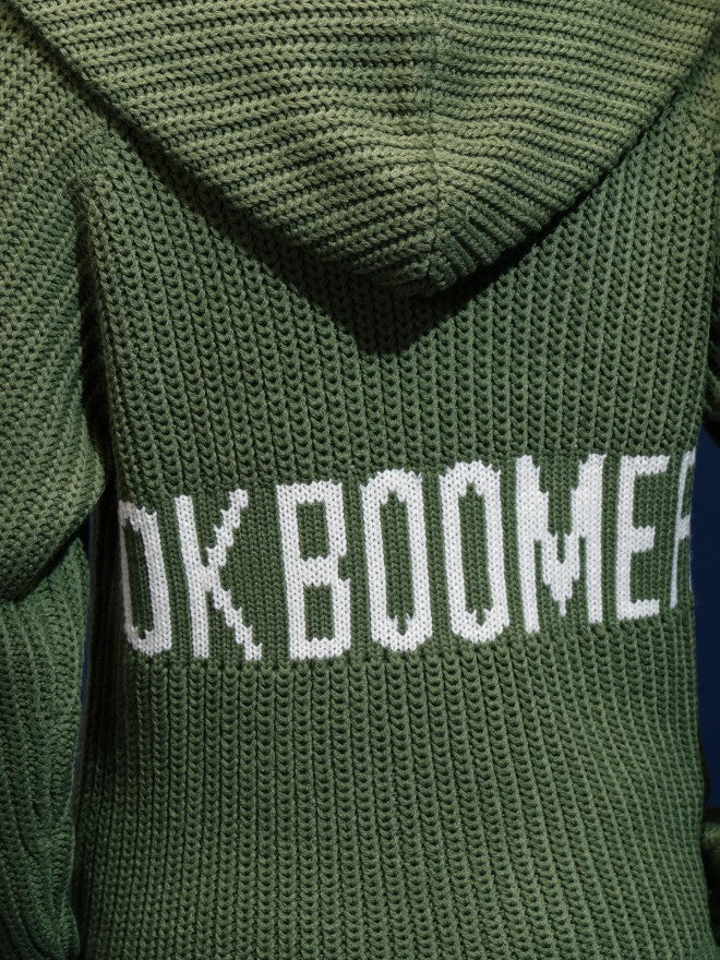 Tokyo Talkies Women Green Hood Sweater - Green - Image 7