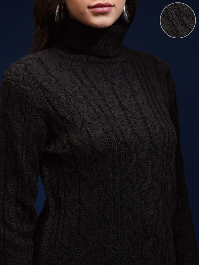 Tokyo Talkies Women Black Turtle Neck Sweater - Black - Image 5