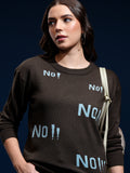 Tokyo Talkies Women Brown Round Neck Sweater - Brown - Image 1