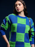 Tokyo Talkies Women Green Round Neck Sweater - Green - Image 1
