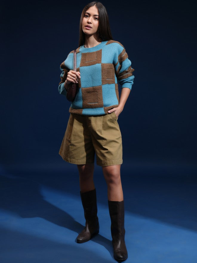 Tokyo Talkies Women Brown Round Neck Sweater - Brown - Image 2