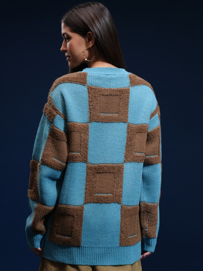 Tokyo Talkies Women Brown Round Neck Sweater - Brown - Image 3