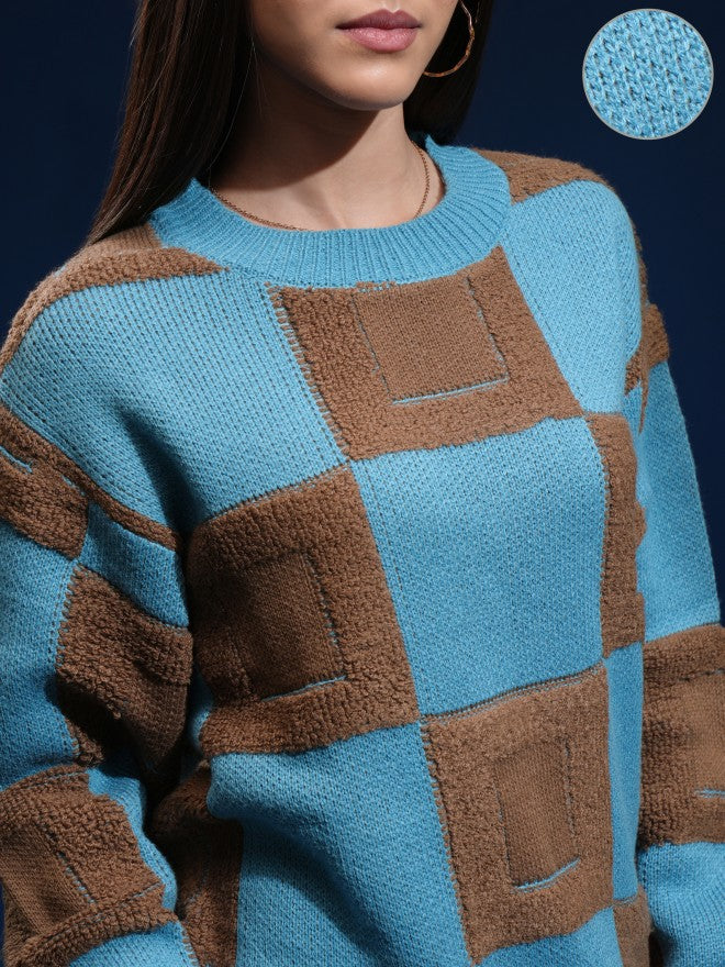 Tokyo Talkies Women Brown Round Neck Sweater - Brown - Image 5