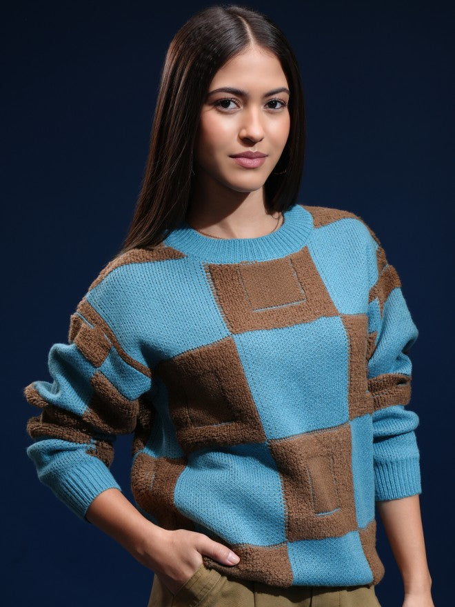 Tokyo Talkies Women Brown Round Neck Sweater - Brown - Image 6