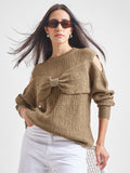 Tokyo Talkies Women Brown Round Neck Sweater - Brown - Image 1