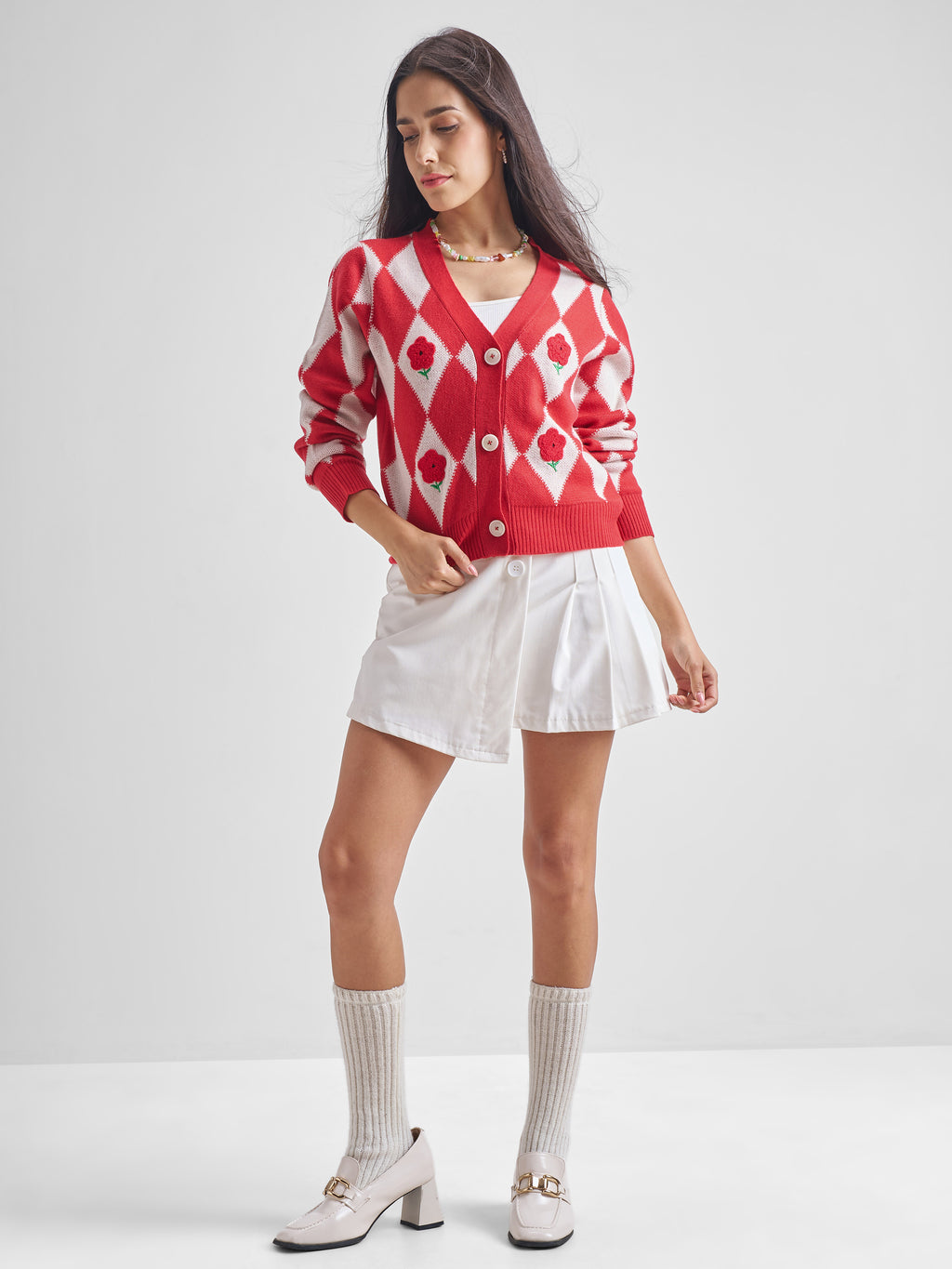 Tokyo Talkies Women Red V-Neck Sweater - Red - Image 2