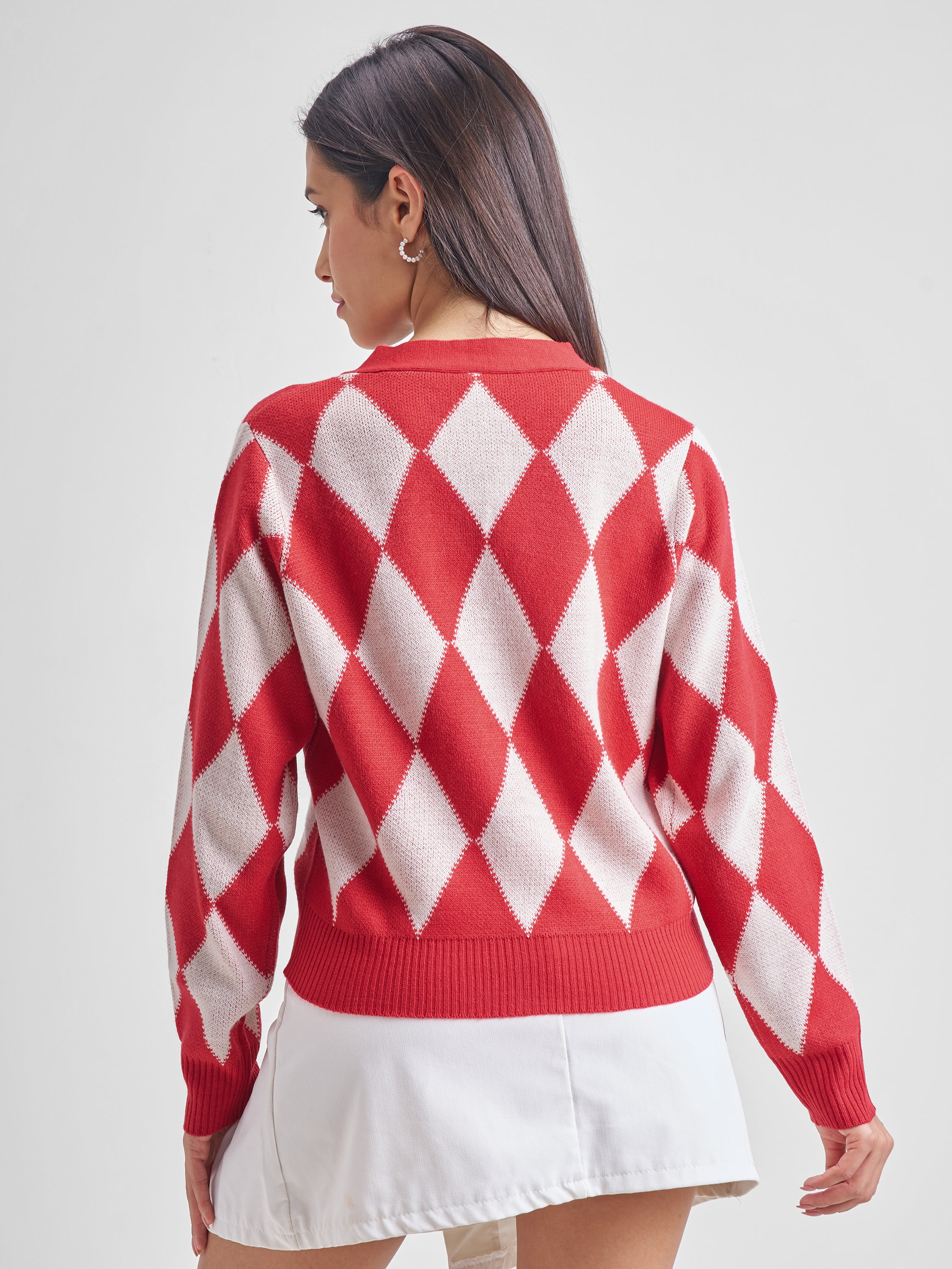 Tokyo Talkies Women Red V-Neck Sweater - Red - Image 3