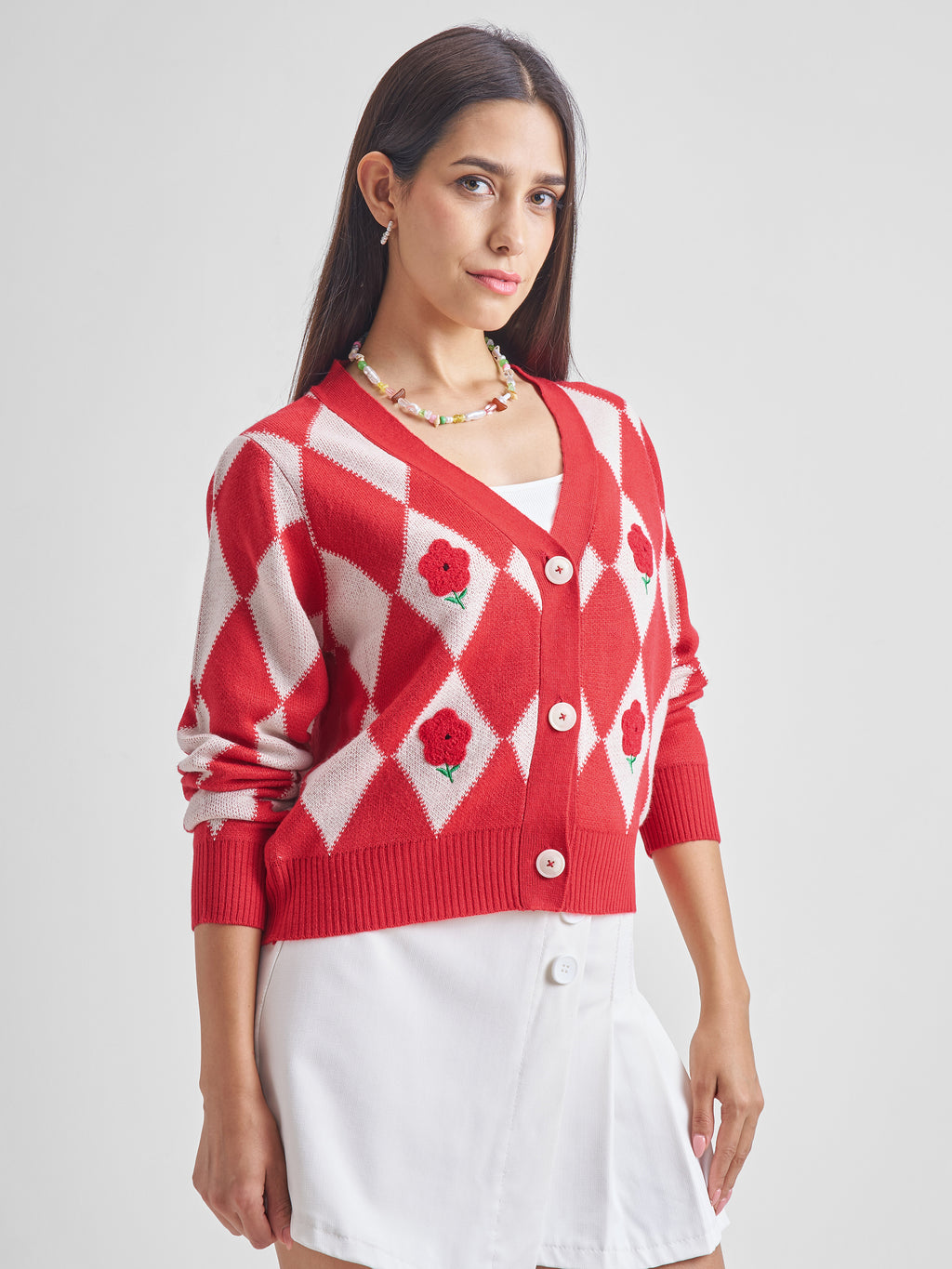 Tokyo Talkies Women Red V-Neck Sweater - Red - Image 6