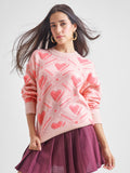 Tokyo Talkies Women Pink Round Neck Sweater - Pink - Image 1