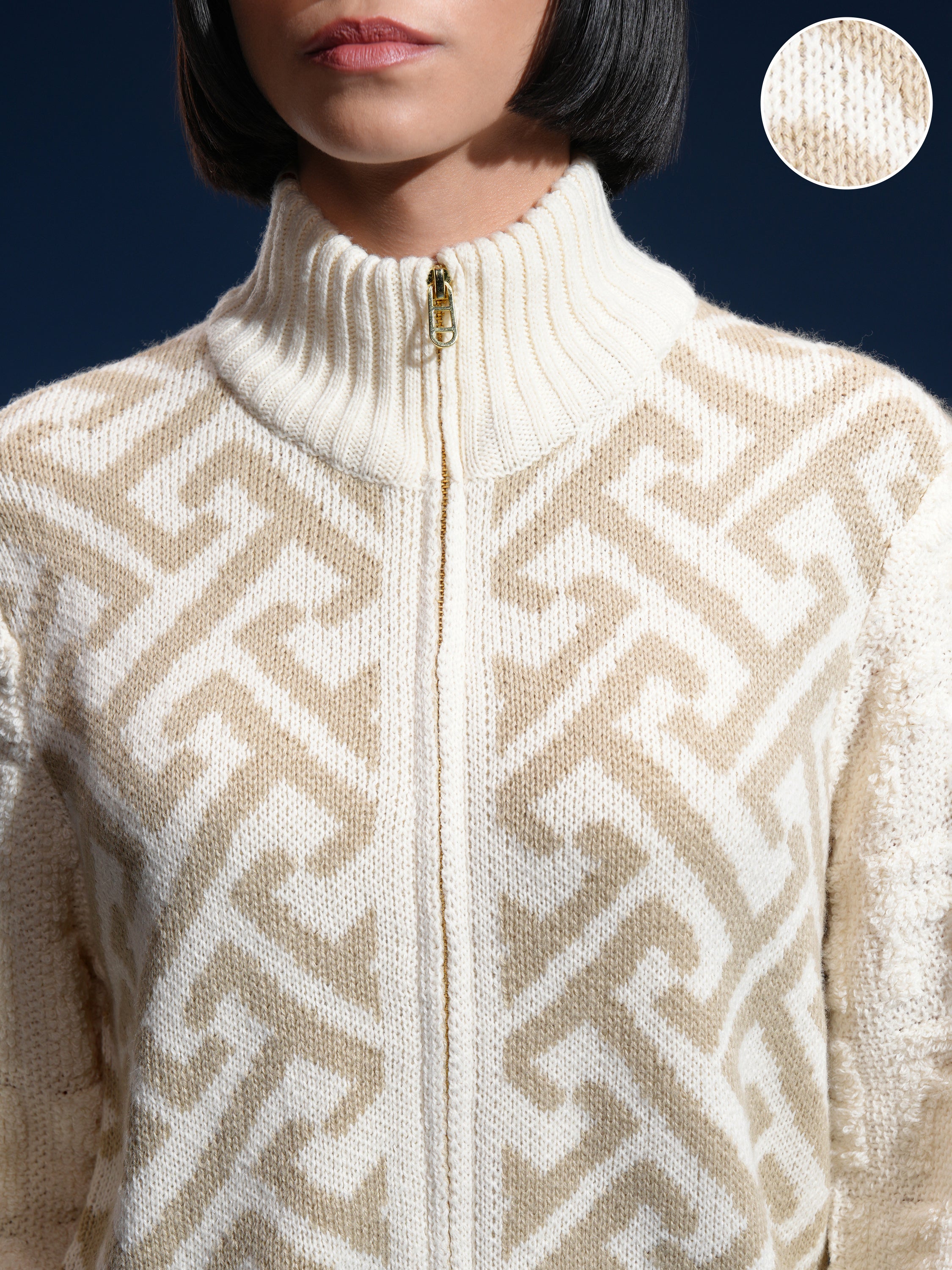 Tokyo Talkies Women Off White High Neck Sweater - Off White - Image 5