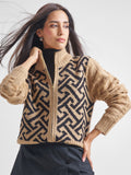 Tokyo Talkies Women Beige High Neck Sweater - Beige - Image 1