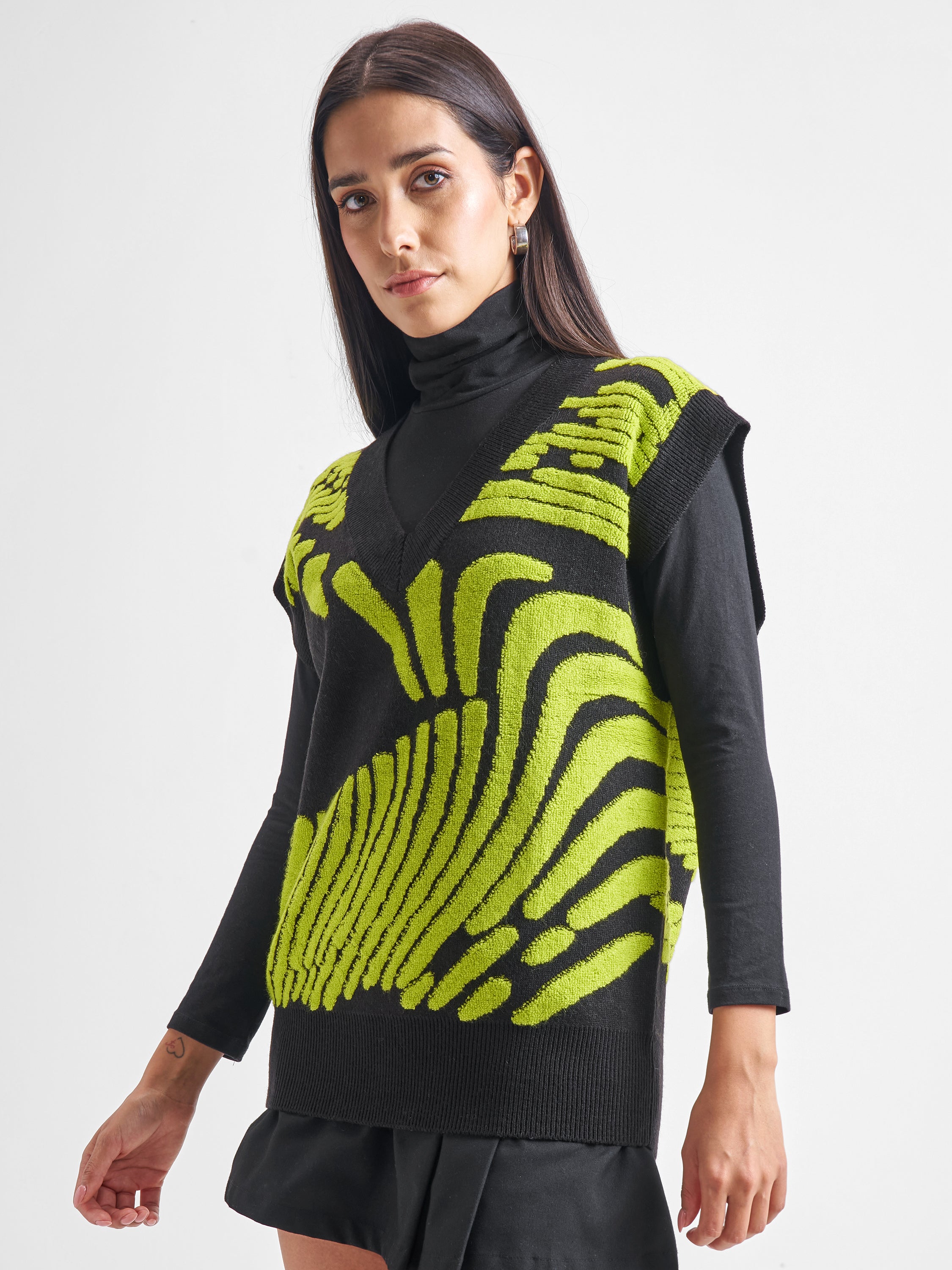 Tokyo Talkies Women Black V-Neck Sweatshirts - Black - Image 4