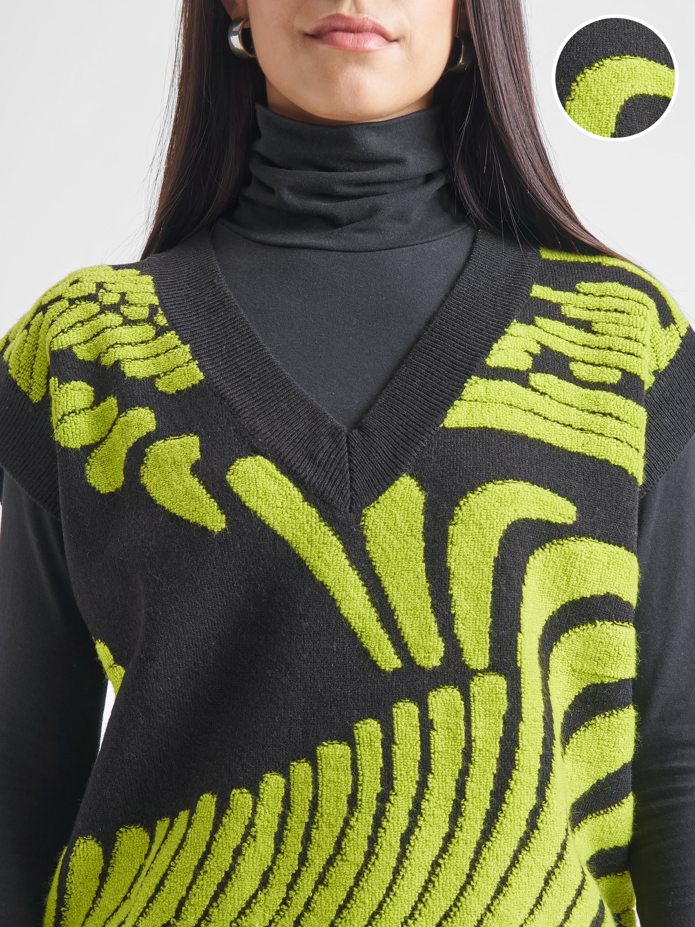 Tokyo Talkies Women Black V-Neck Sweatshirts - Black - Image 5